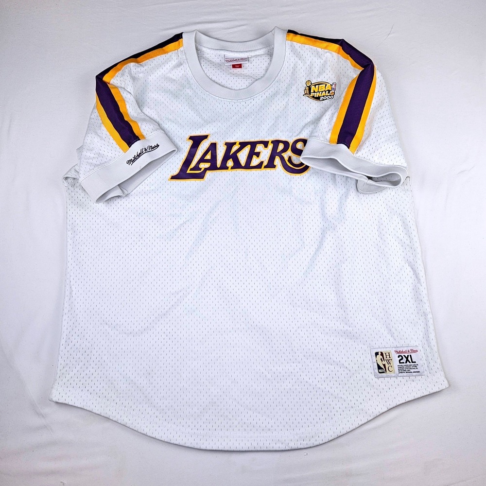 Mitchell & Ness Los Angeles Lakers 2000 NBA Finals Mesh Shirt White Mens 2XL - Picture 9 of 10